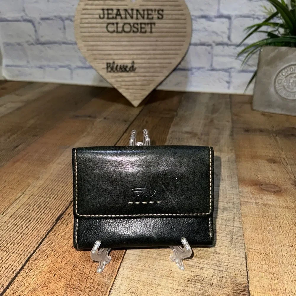 Fossil Cowhide Leather Black Vintage Wallet Sl8636